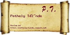 Pethely Tünde névjegykártya